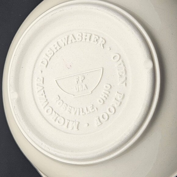 Friendship Pottery Mixing Bowl Roseville Ohio 2 Blue Stripes on Cream Like New! - Picture 3 of 10